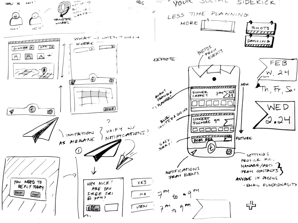 Sample sketches of interface/feature explorations