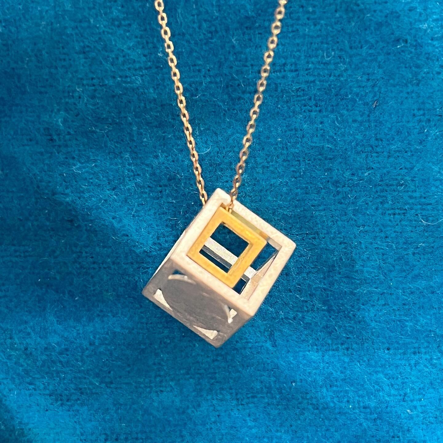 Boxed pendant. 18ct gold box inside a larger silver box. Different angles. What do you think? 
.
.
.
#boxedup #boxpendantnecklace #boxedpendant #spatialdesign #differentangleshot #minimalstyle #madeinlondon🇬🇧 #hattongardensfinest #madebyhands #urba