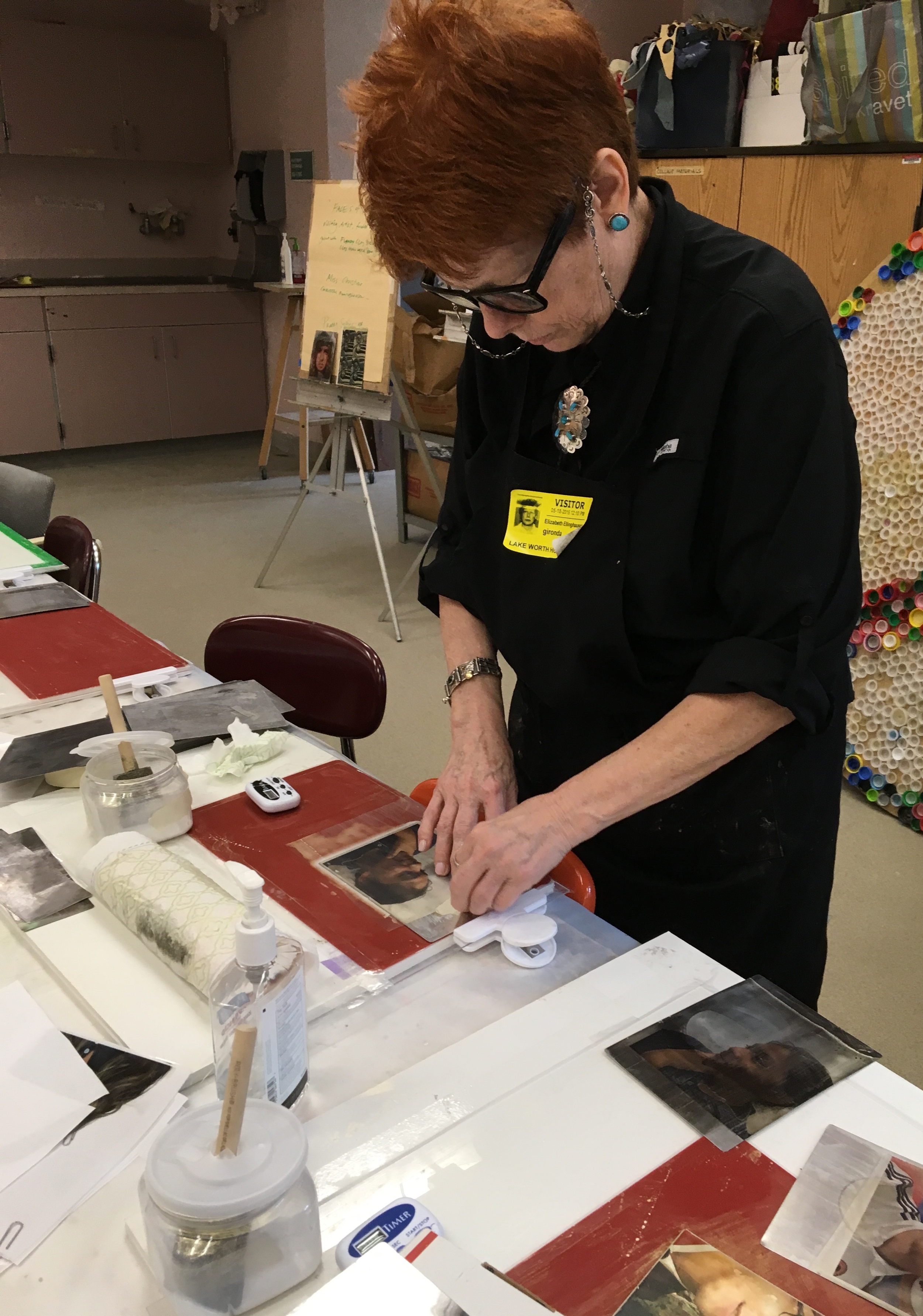 Christine demonstrating transfer system.