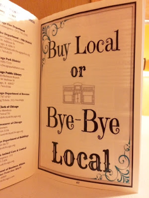 A Roscoe Village chamber of commerce publication in a VRBO we rented in Chicago
