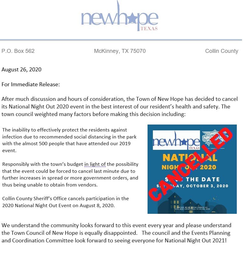 CANCELLED Award Winning New Hope National Out 2020 — New Hope