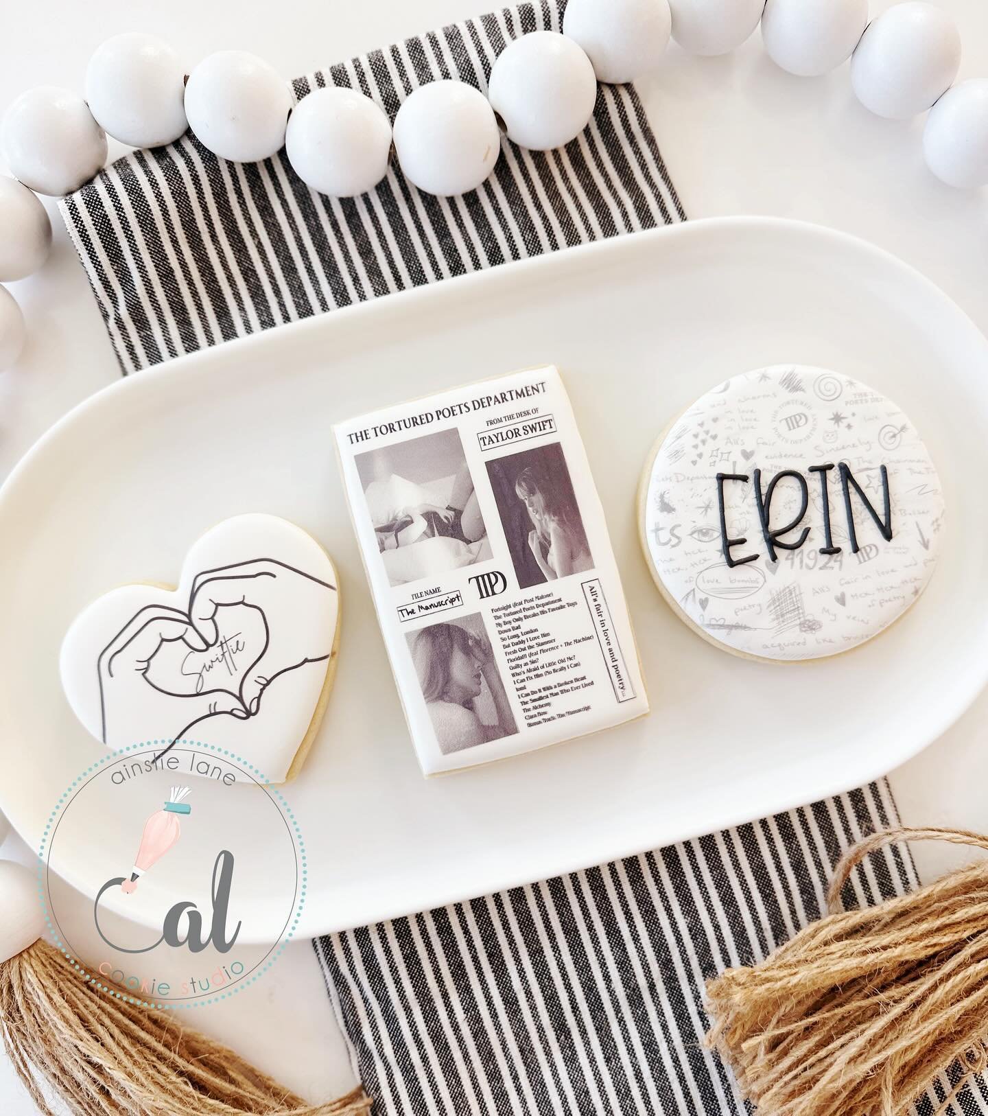 Are you a Swiftie? Do you know someone who is? Order your TTPD cookies to pickup Thursday 4/18 the day before the album drops! 
&bull;
&bull;
&bull;
&bull; #taylorswiftcookies #ainslielanecookiestudio #decoratedcookies #lodicookies #cookiesofinstagra