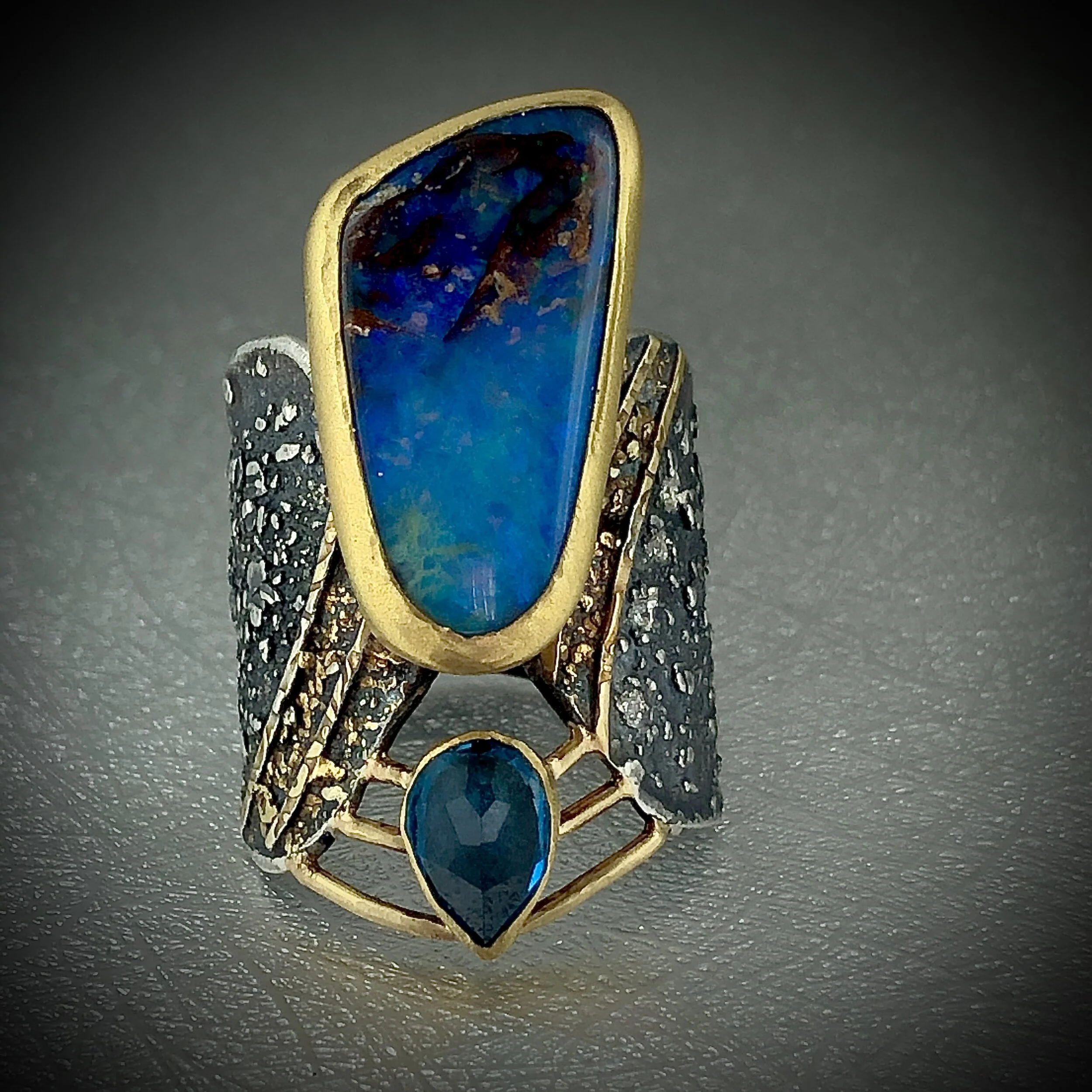 Australian Boulder Opal with London Blue Topaz