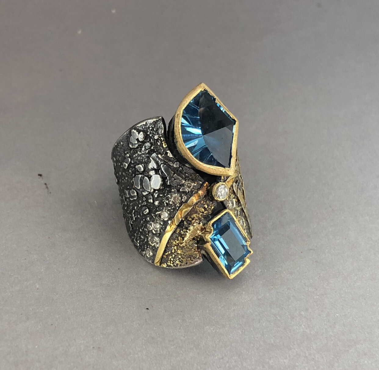 Double Sky Blue Topaz Ring with Diamonds — Tai Vautier Jewelry tai ...