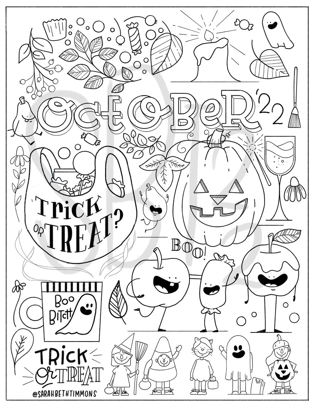 Halloween Coloring Page Part 1 — Sarah Beth Timmons