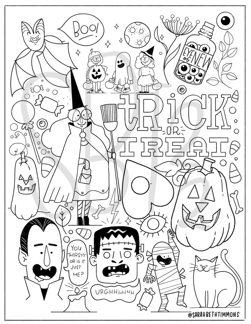 Printable Halloween Coloring Book, Teaching