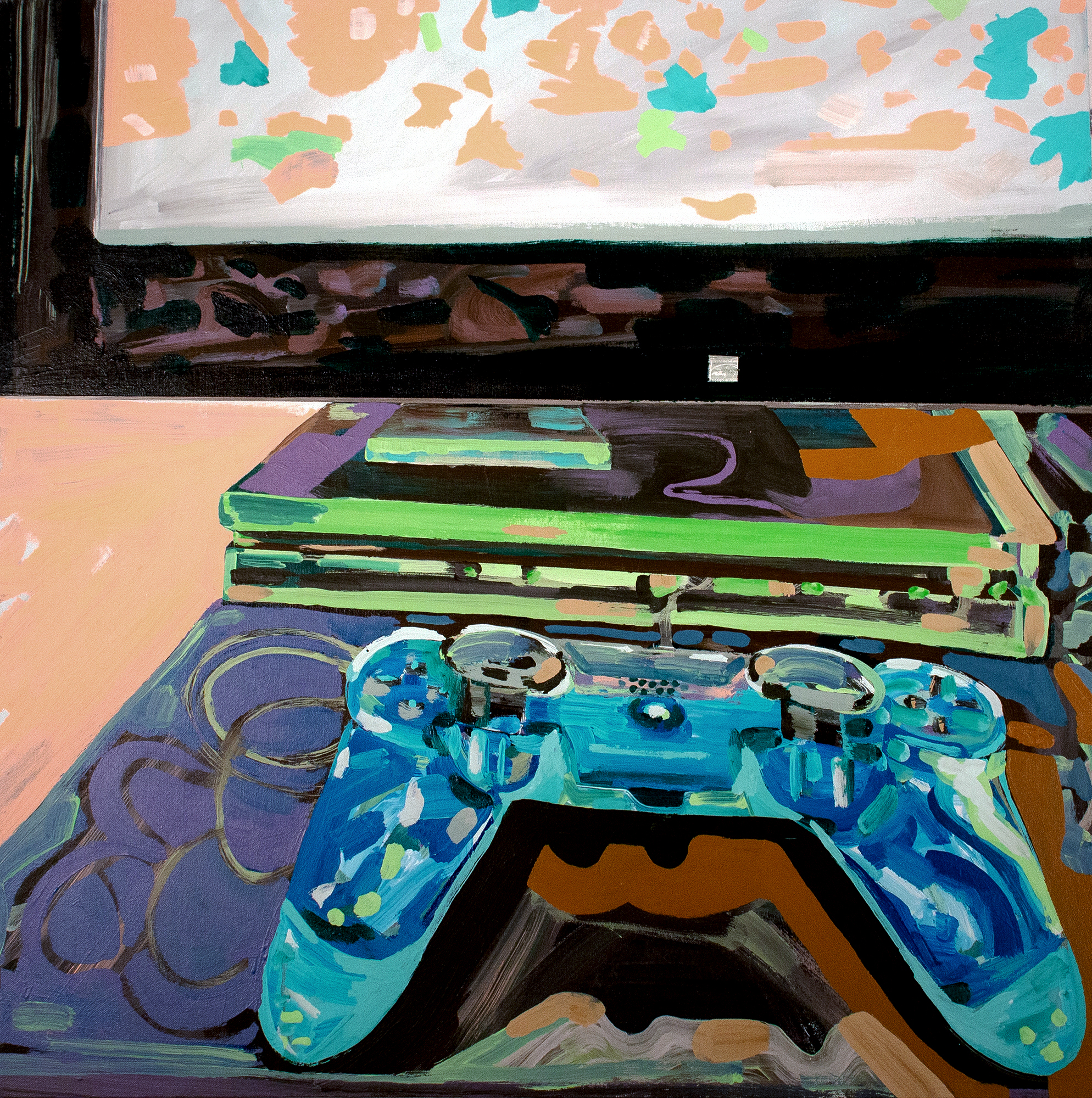 PS4 with Blue Controller