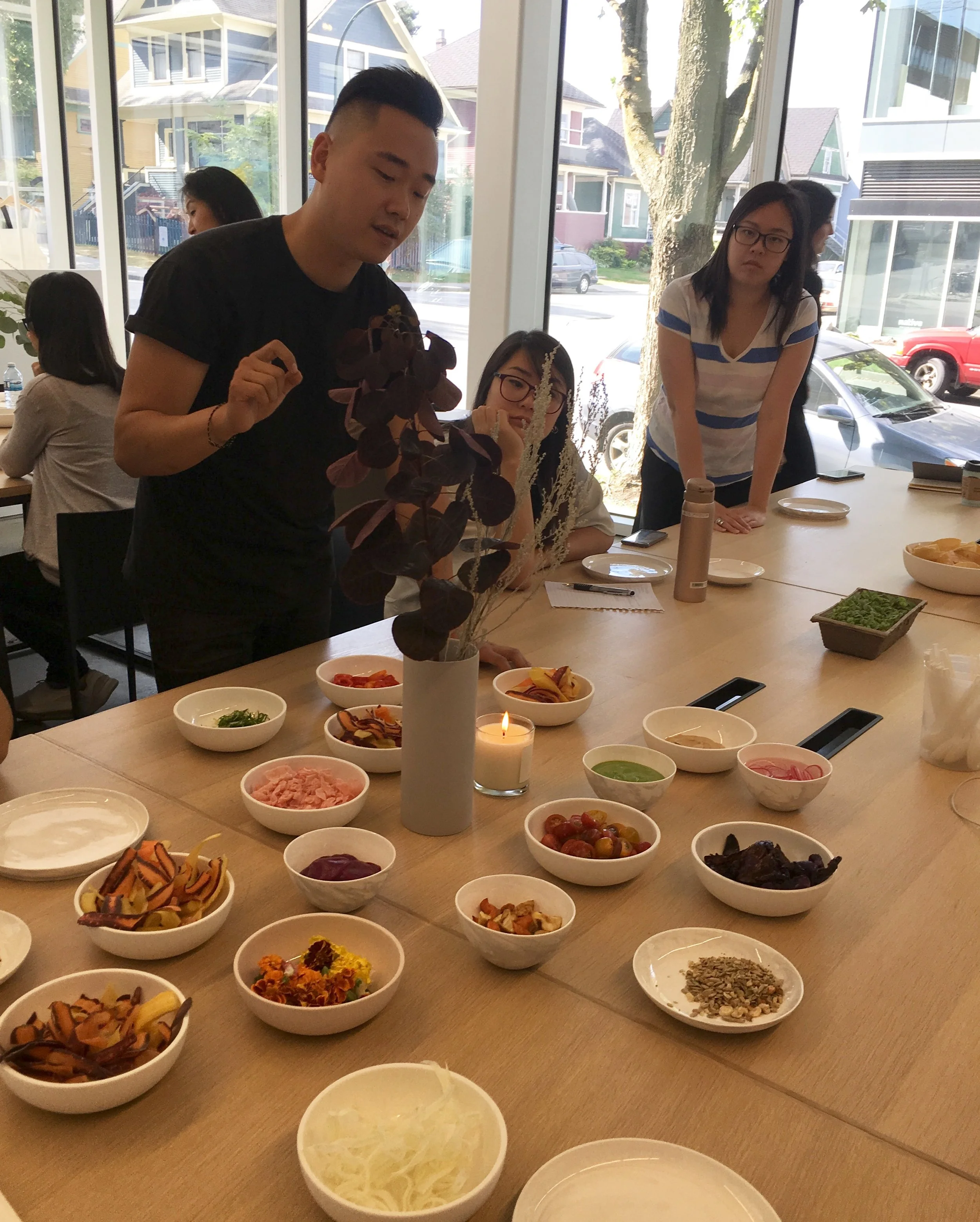 Chef Juno reviewing our gorgeous ingredients and how to get started.