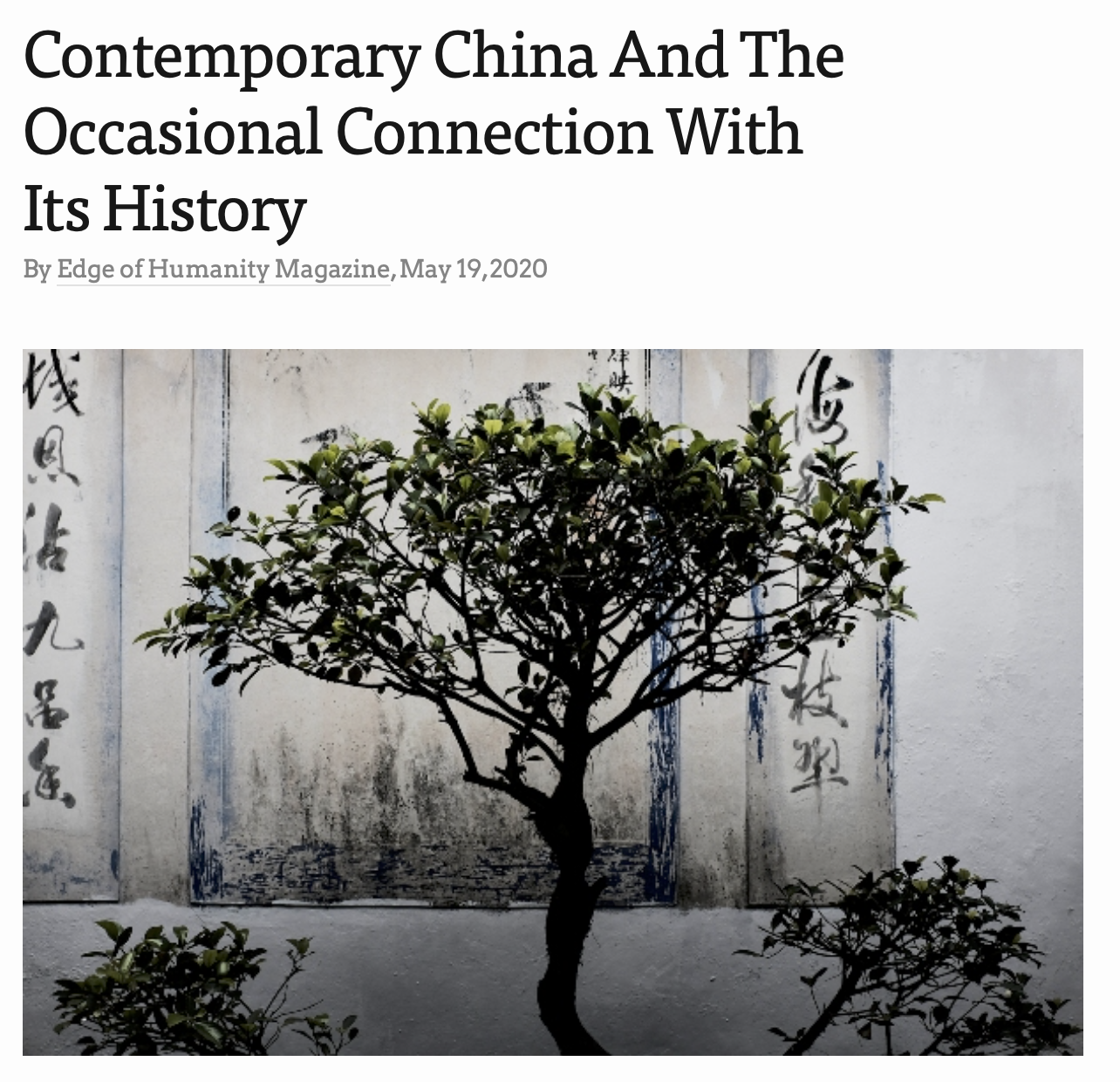 Thank you Edge of Humanity Magazine for featuring my work on China!See the full story here.