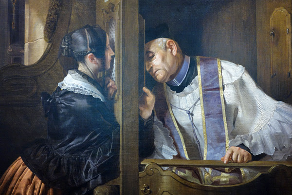 The Confession ~ Giuseppe Molteni (1838)