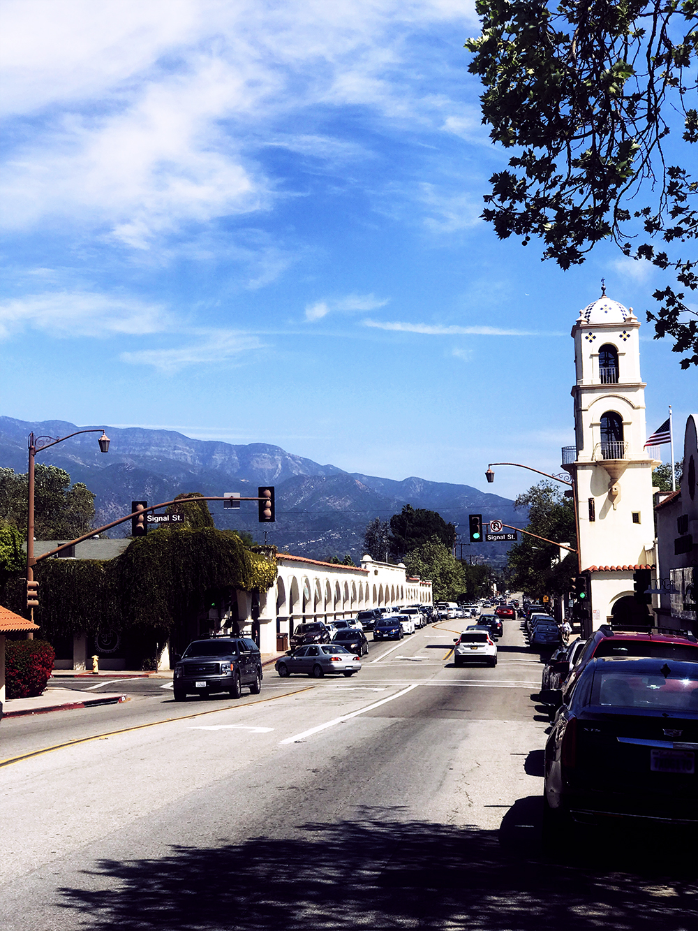 Looking down Ojai Ave in downtown Ojai