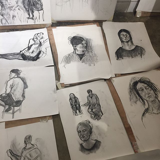 A big thank you to our wonderful students at yesterday’s triple portrait class! It was great fun modelling for you-here’s a selection of some of the work #art #lifedrawing #portraits #ldgbirthdayclass #drawing #charcoaldrawing #deptford #bustermantis