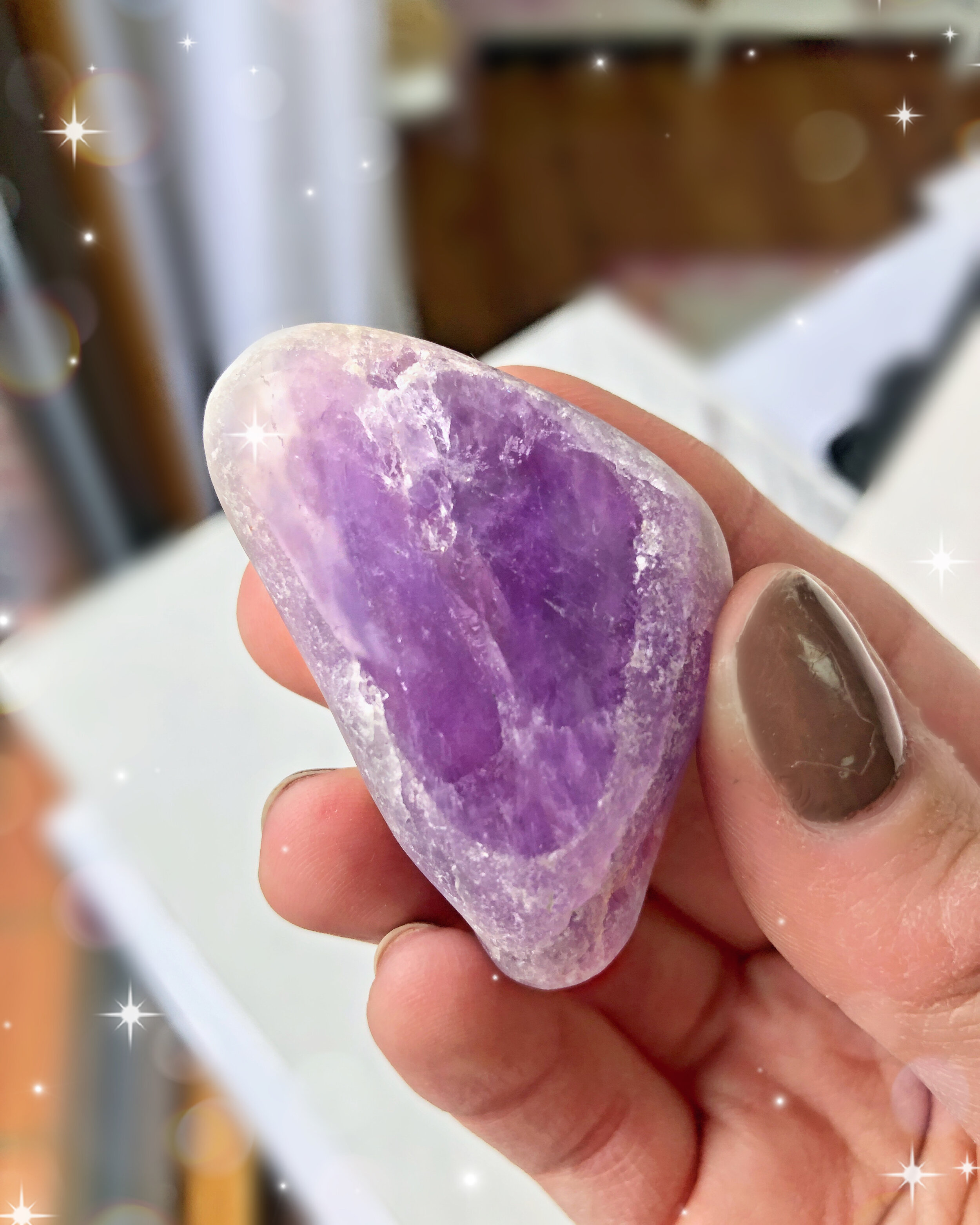 Amethyst Seer Stone 1 3/4" Polished Rock Window Dreamer Crystal Meditation Gem 