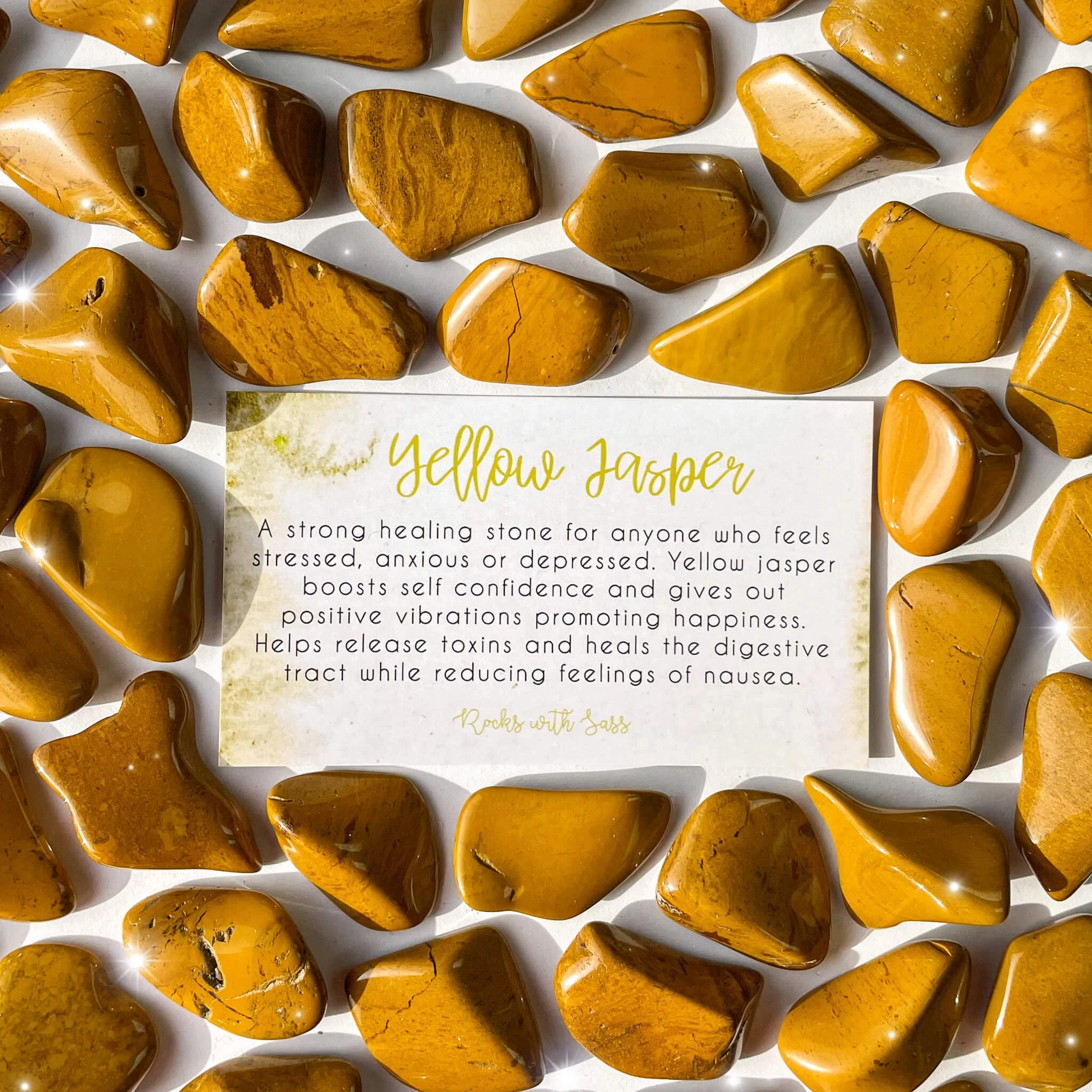 Yellow Jasper Tumbled Pocket Stone Rocks With Sass