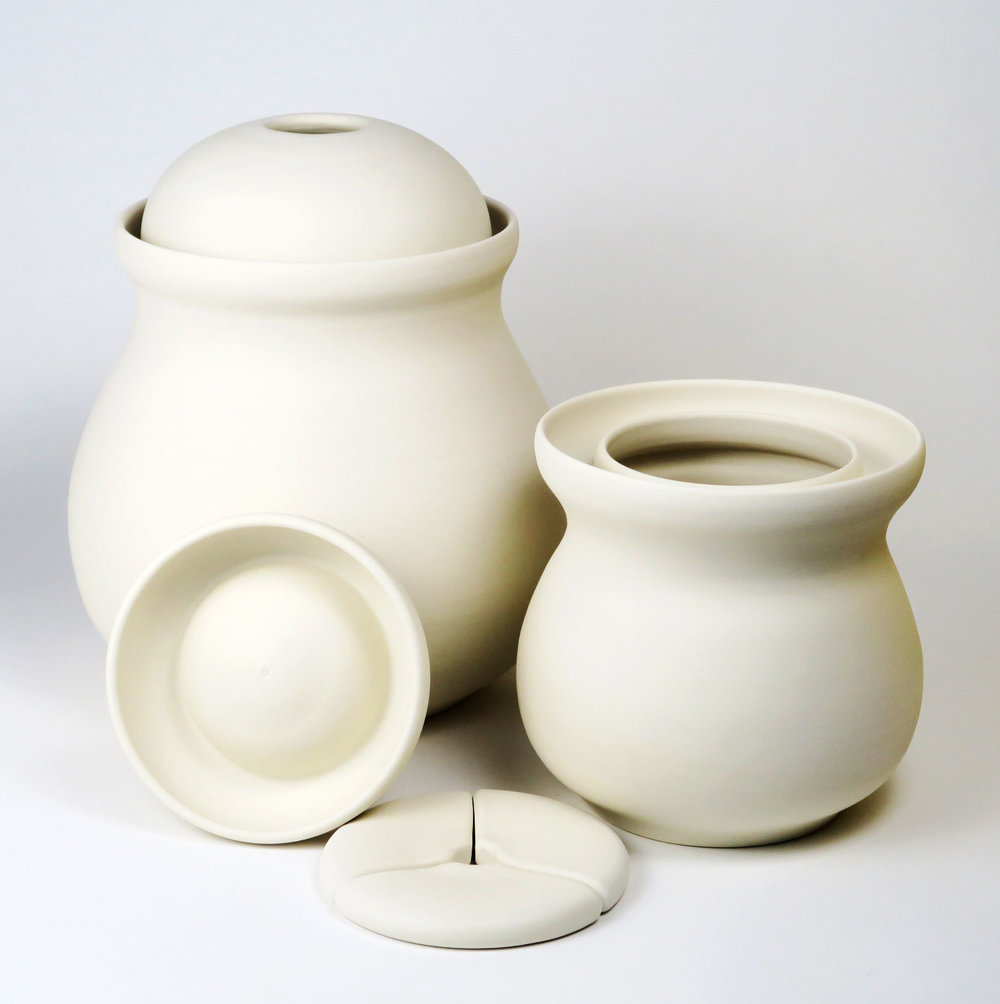 Porcelain handmade fermentation crock for kraut, kimchi, miso, hot pickles, vegetables — Luscious