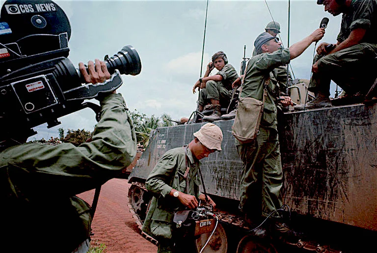 CBS camera crew interviewing American troops in Vietnam, 1967. (Photo by Tim Page/Corbis)
