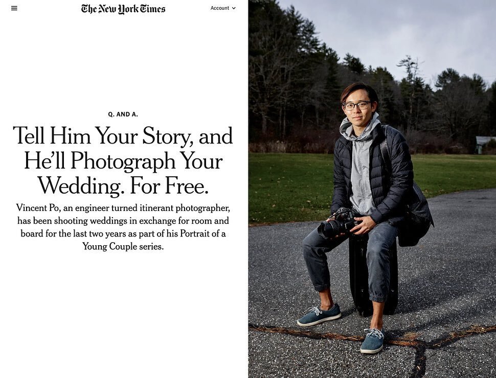 (Link in bio!)

Feeling grateful, overwhelmed, and every other emotion right now 😭 I&rsquo;m in the New York Times!!!

Thank you everyone who&rsquo;s supported, housed, and shared your story with me for @portraitofayoungcouple these past three years