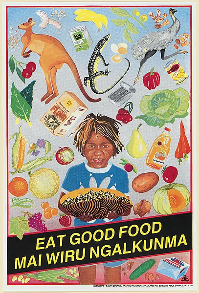 Leonie Lane & Peter Curtis with Redback Graphix, Eat Good Food, 1987, Screenprint 