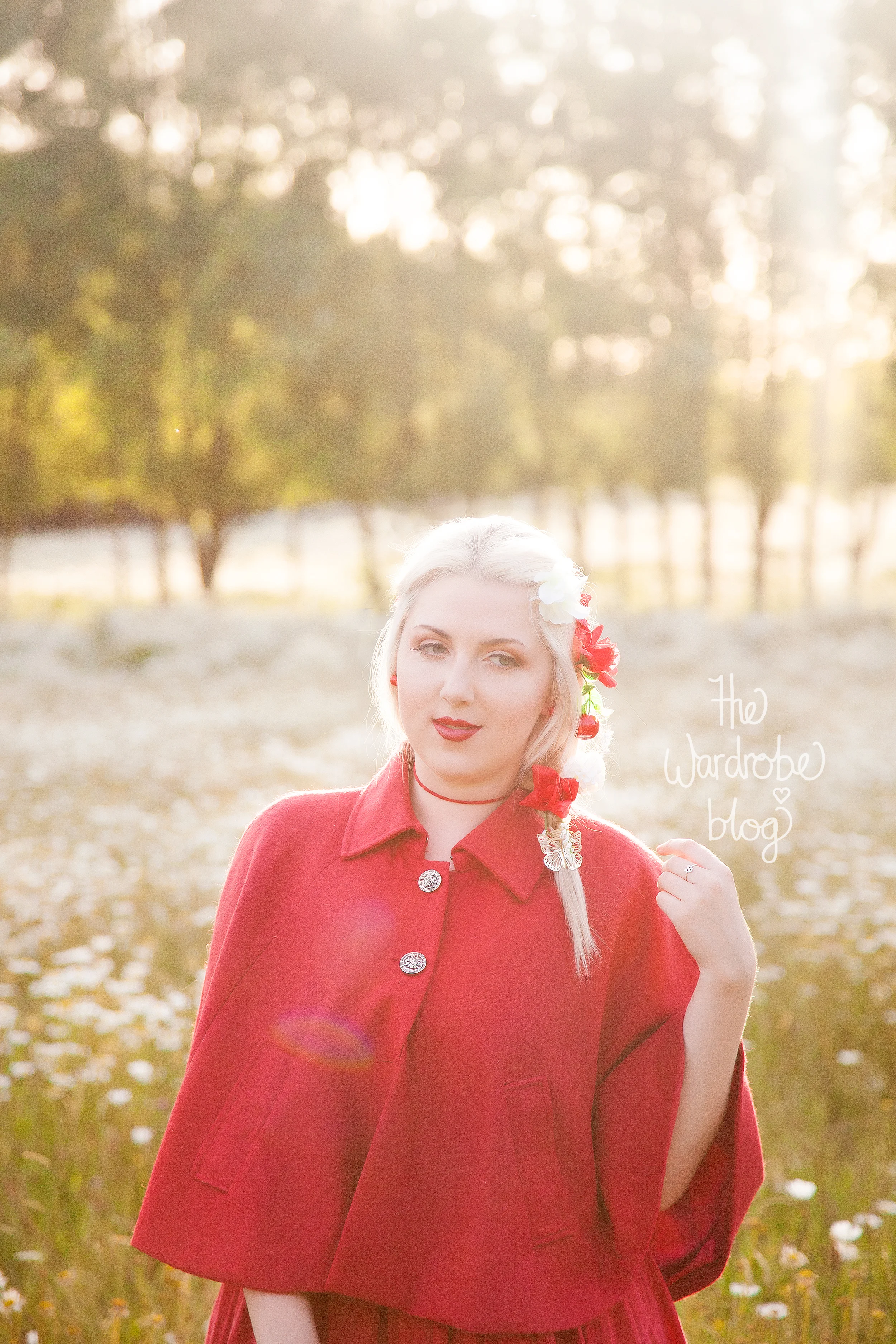 Mantle from Valleygirl, Dress from Just Jeans, Choker + Earrings from Lovisa,&nbsp;Hair flowers + Bracelet from  Shop The Wardrobe .