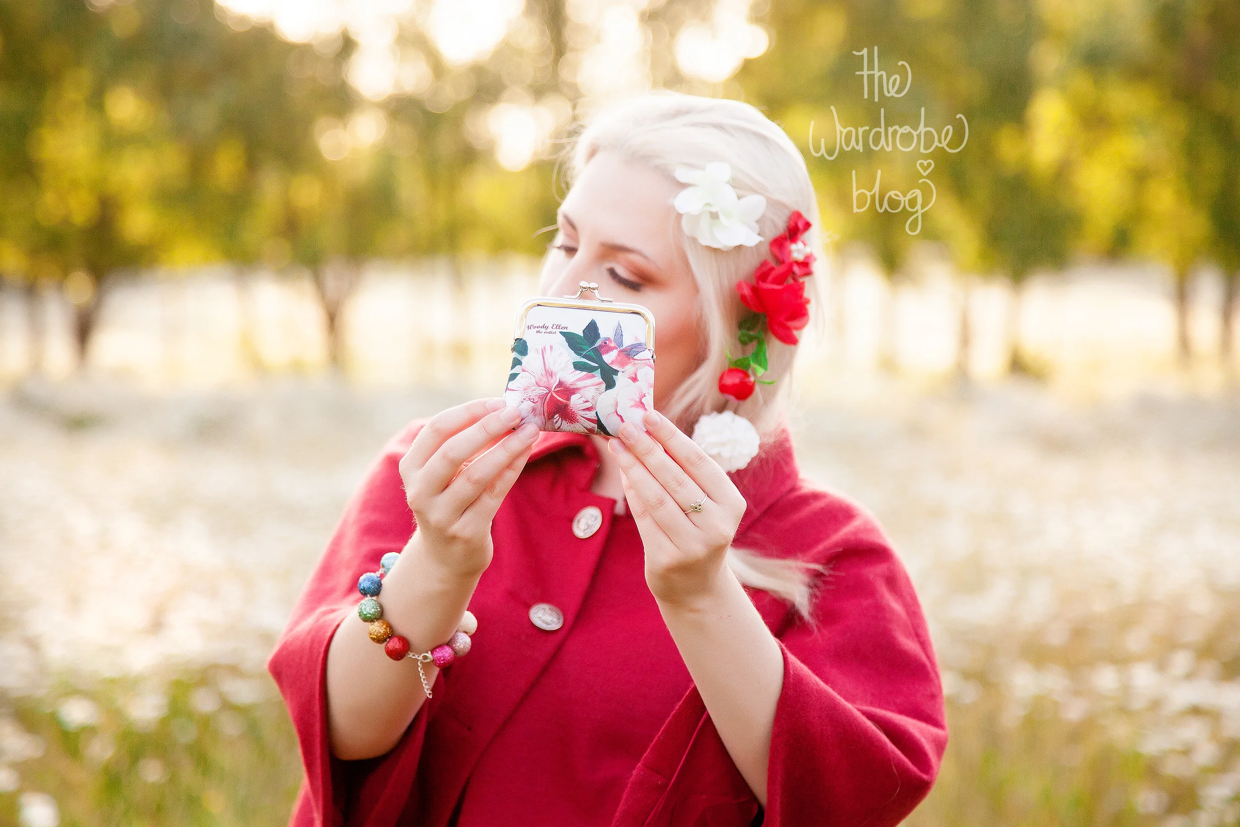 Mantle from Valleygirl, Dress from Just Jeans, Choker + Earrings from Lovisa, Bags from Moxie Mama Wear,&nbsp;Hair flowers + Bracelet from  Shop The Wardrobe .