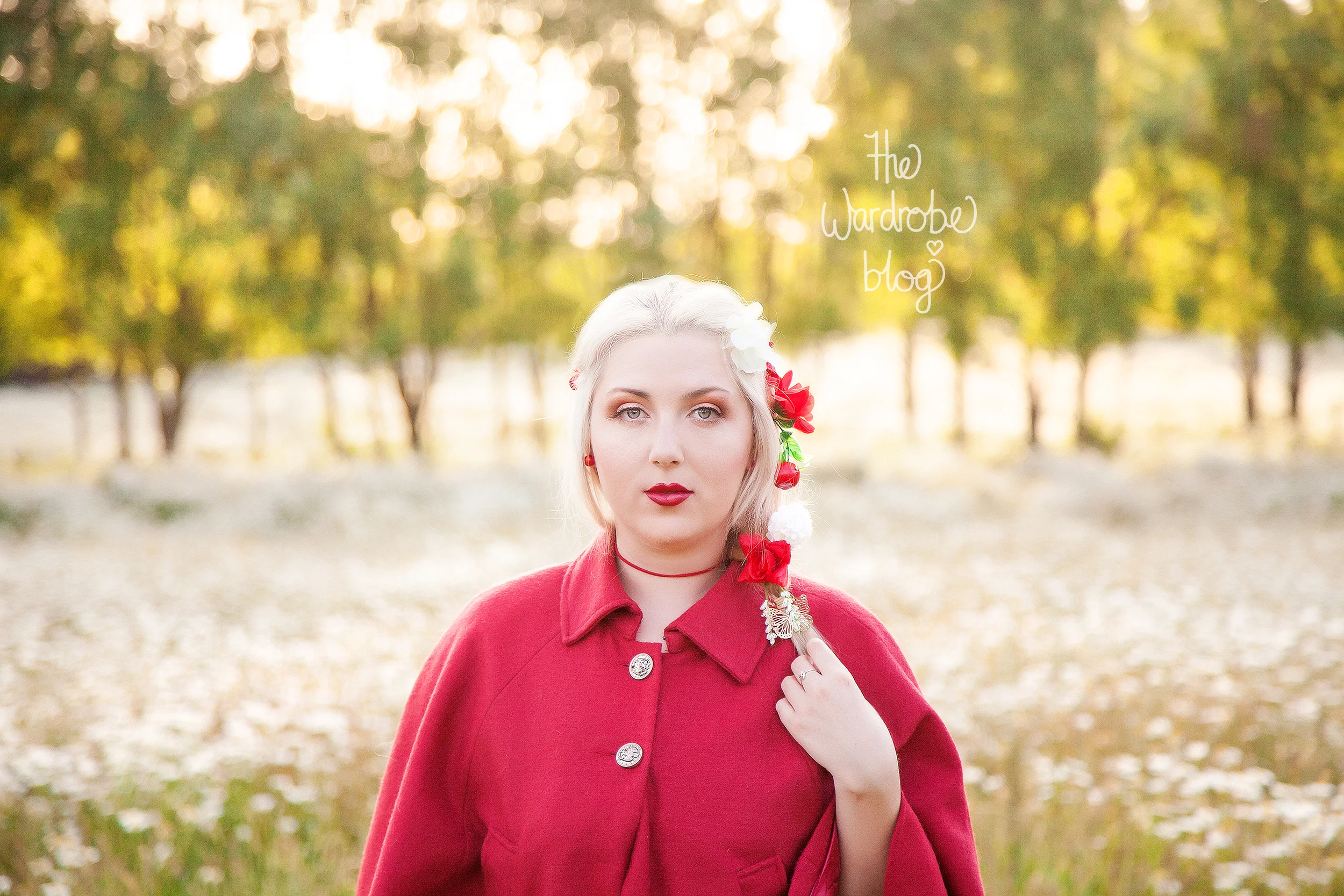 Mantle from Valleygirl,&nbsp;Choker + Earrings from Lovisa, Hair flowers + Bracelet from  Shop The Wardrobe .