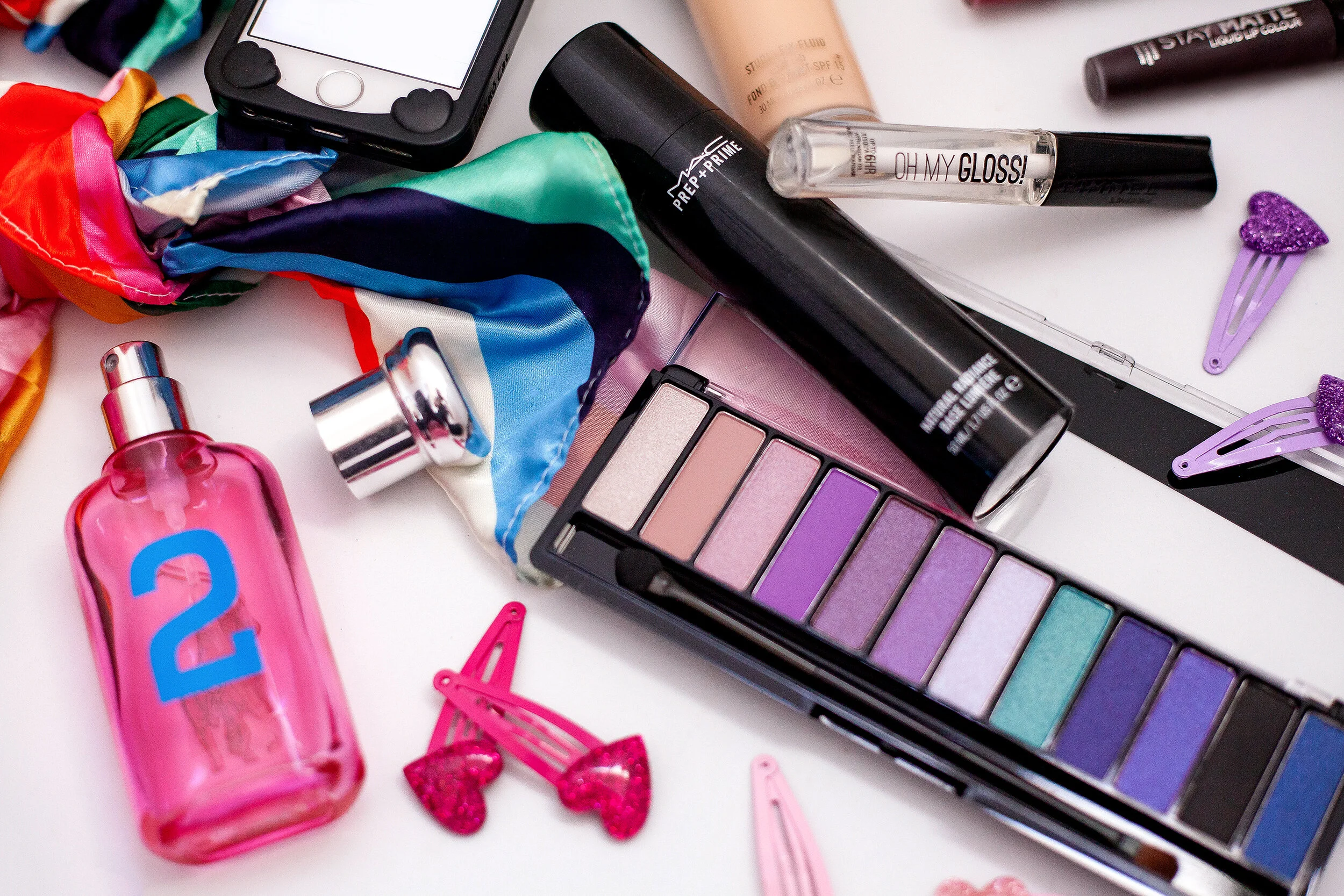 Ralph Lauren Perfume, Scarf from Colette by Colette Hayman, Heart Clips from The Warehouse.