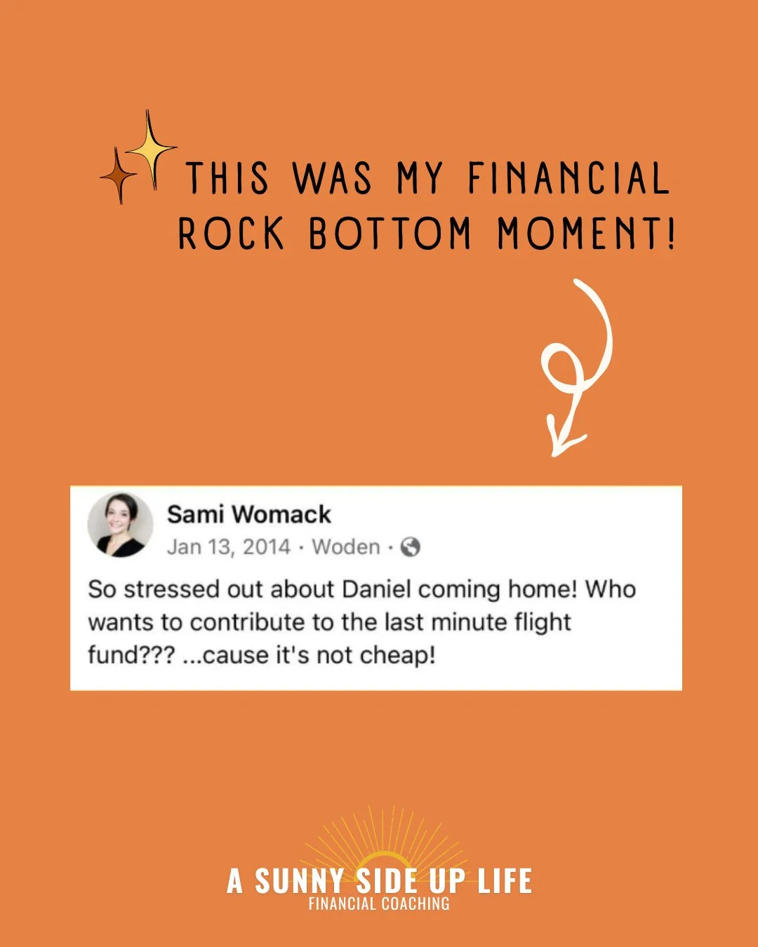 Financial ROCK BOTTOM story 👇⁠
⁠
Three days before our 2nd daughter was born, we maxed out our last credit card for my husband to fly home for her birth.⁠ (He works offshore in New York, and we live in Texas)⁠
⁠
We were broke with $490,000 in debt.⁠