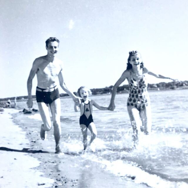 These are my maternal Grandparents Bob &amp; Peggy with my Aunt Judy. As my Mother Laura is 3 1/2 years younger I&rsquo;m thinking my Grandmother might have been expecting with her. Photo taken in Virginia Beach 1938?? This photo was &ldquo;missing&r