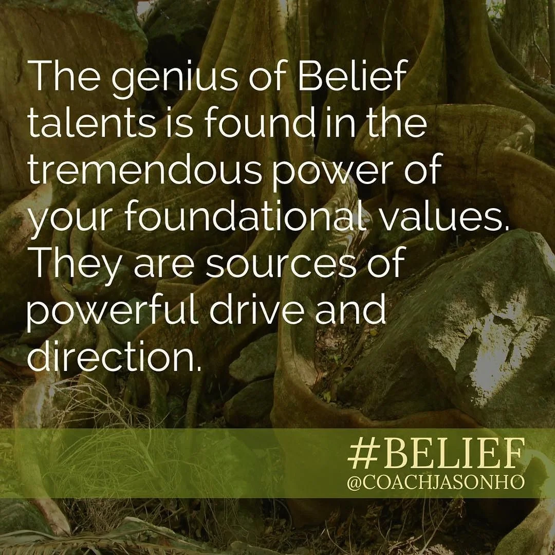 #Singapore - #StrengthsFinder #Belief is like the deep roots of an emergent tree. It holds the tree up against the seasonal elements of this world and yet manages to find unlimited & refreshing ground water to fuel this organic-machine
The StrengthsFinder Belief talent theme is about the values that drive a person
The definition of StrengthsFinder Belief’s GENIUS
The genius of Belief talents is found in the tremendous power of your foundational values. They are sources of powerful drive and direction
#StrengthsFinderBelief
#StrengthsFinderGenius
#StrengthsQuest #StrengthsSchool #Gallup #StrengthsFinderSG #Asia #HumanResource #SelfImprovement #SelfDevelopment #StrengthsCoach #ProfessionalDevelopment #StrengthsFinderCoach #CoachJasonHo
Jason Ho • SouthEast Asia & Singapore’s 1st StrengthsFinder Certified Coach • Strengths School™ Singapore