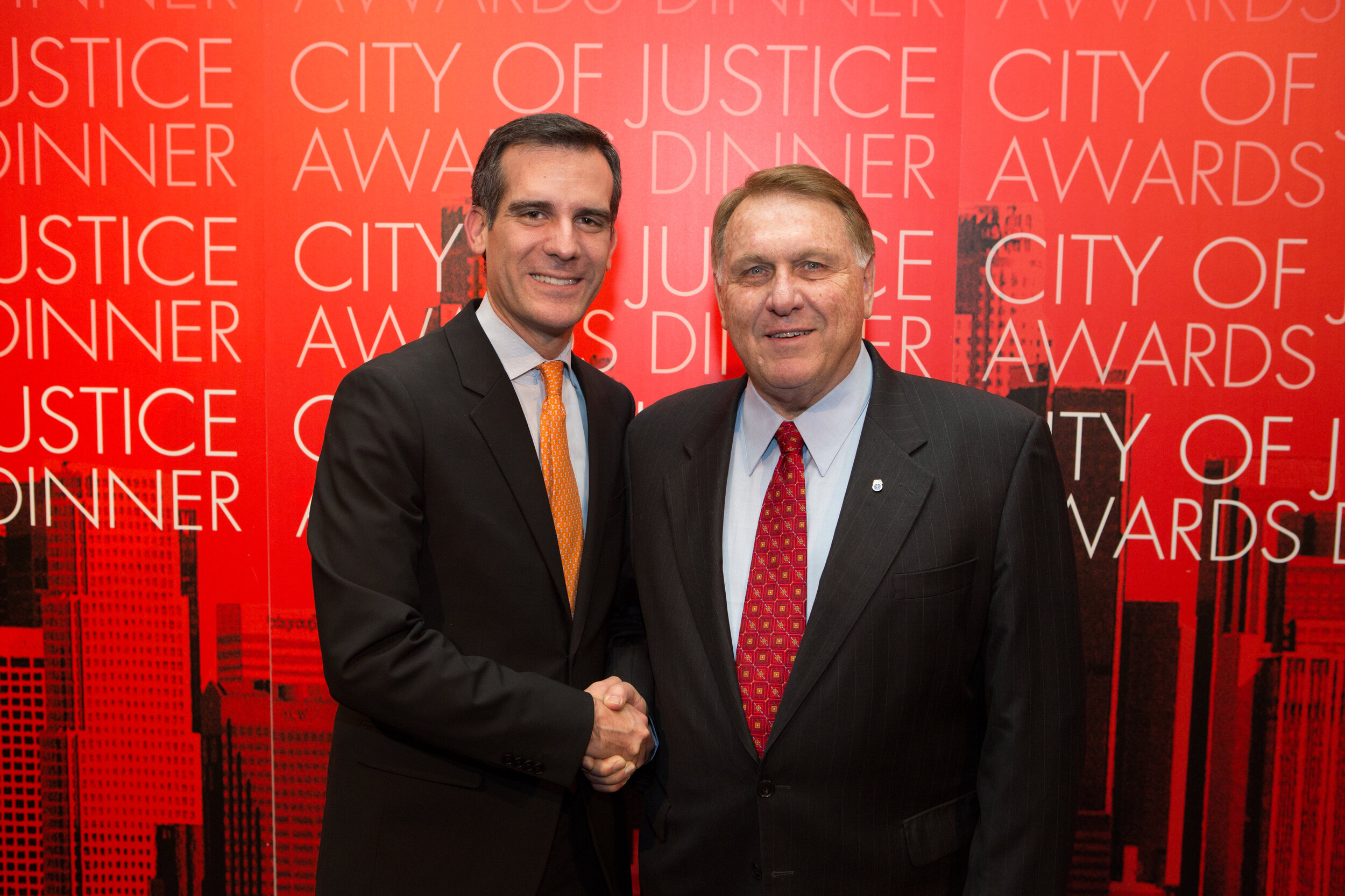 Eric Garcetti and James Hoffa 