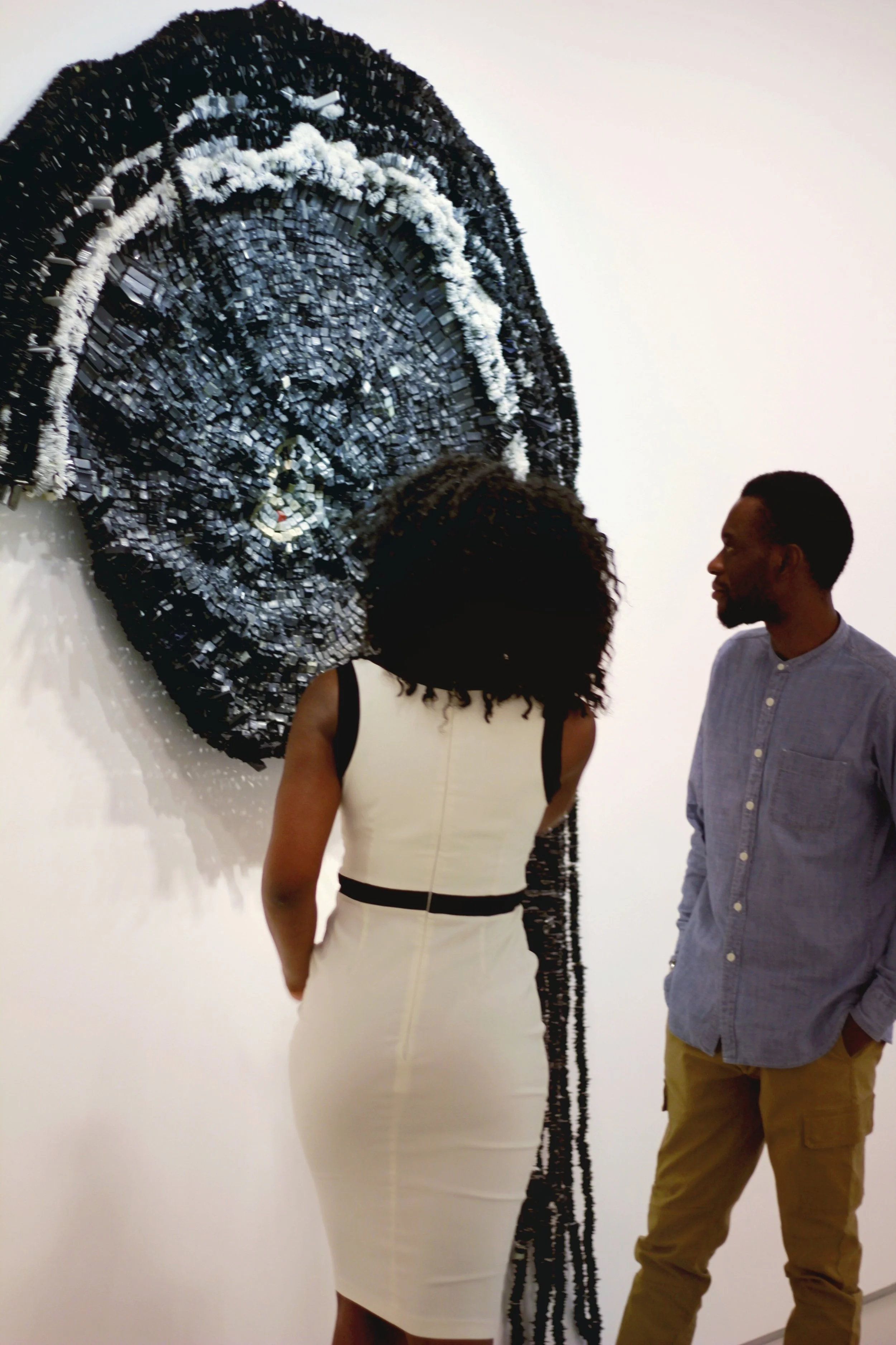 Sharon Obuobi with Moffat Takadiwa in front of English Cut , 2017.