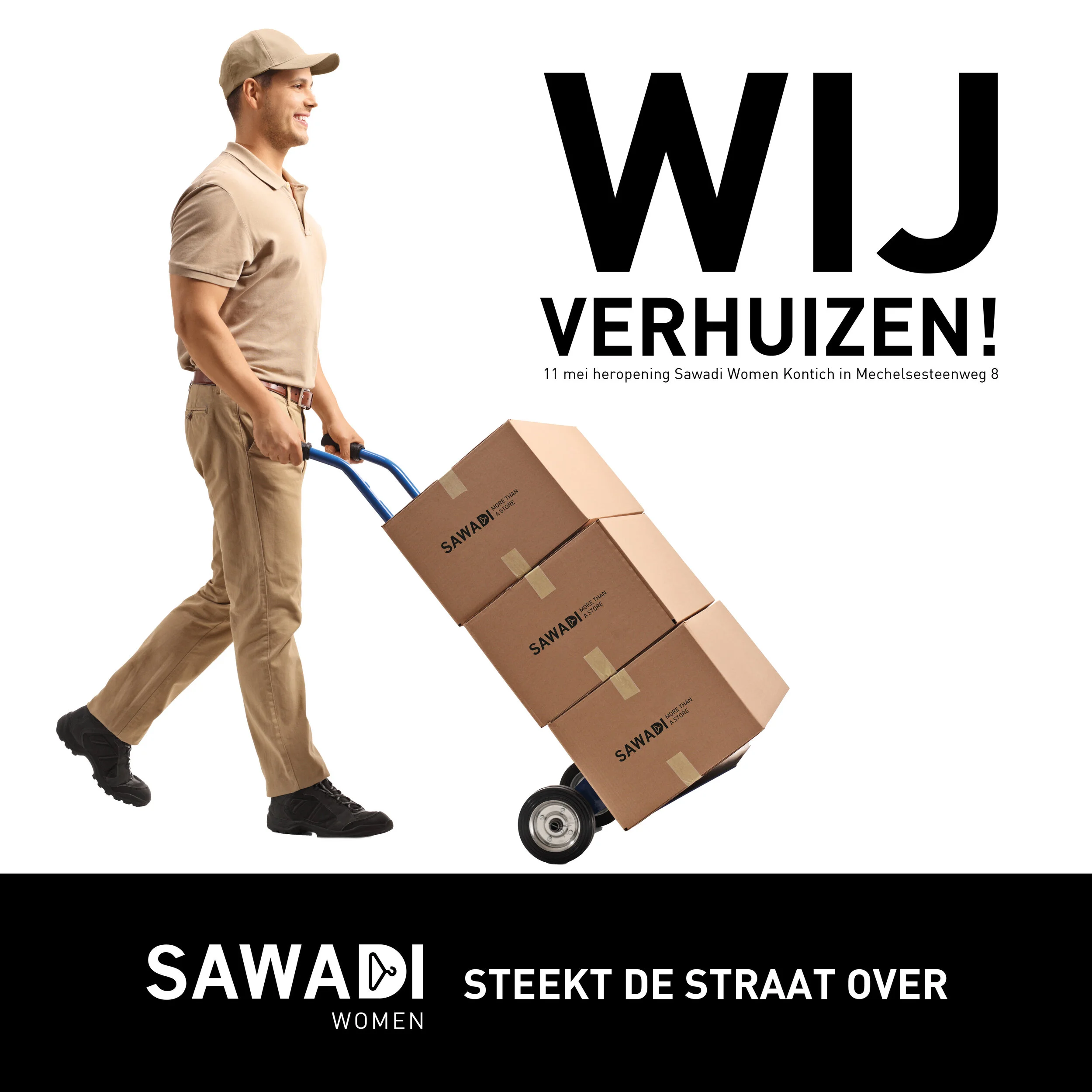 We steken de straat over