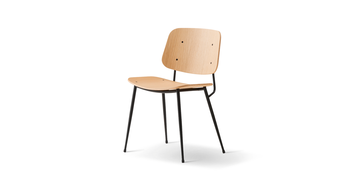 FREDERICIA Søborg Chair - Steel frame Tammi, musta lakattu tammi, öljytty tammi, savutammi, musta/krominen metallirunko I Alk. € 543