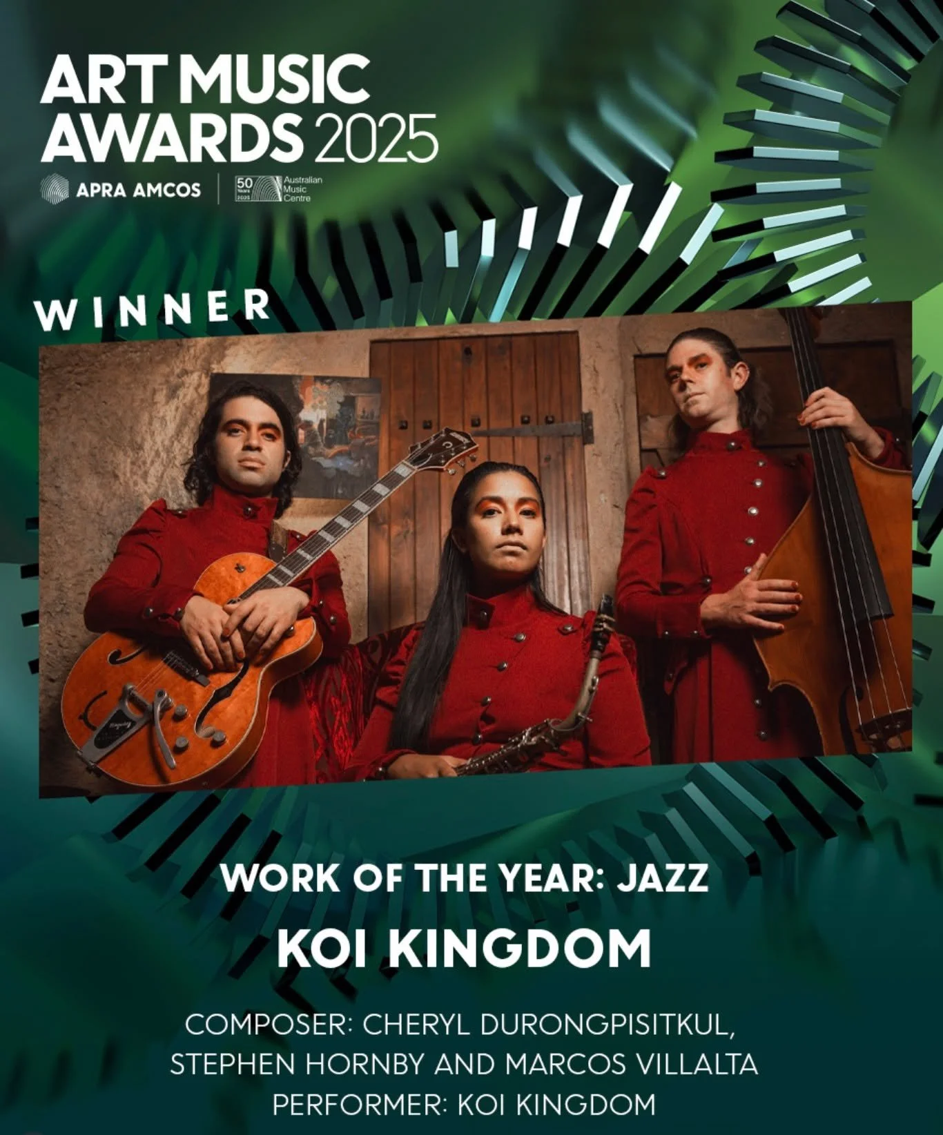 Congratulations to Koi Kingdom on winning Work of The Year at the APRA AMCOS Art Music Awards!

This is Koi Kingdom&rsquo;s third ambitious self-titled album, which was released on Earshift Music in May last year. The album is a tale of transformatio