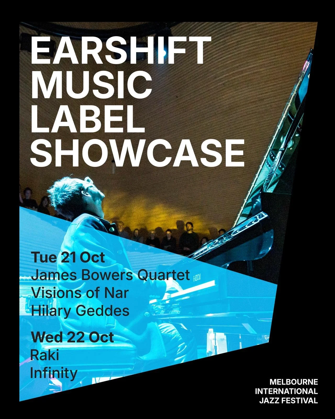 Thank you to everyone who came along to last night&rsquo;s gig at the MIJF featuring Hilary Geddes, James Bowers and Visions of Nar! 

Coming up tonight, the second performance as part of the Earshift Music Showcase at the MIJF: Raki &ndash; an ancie