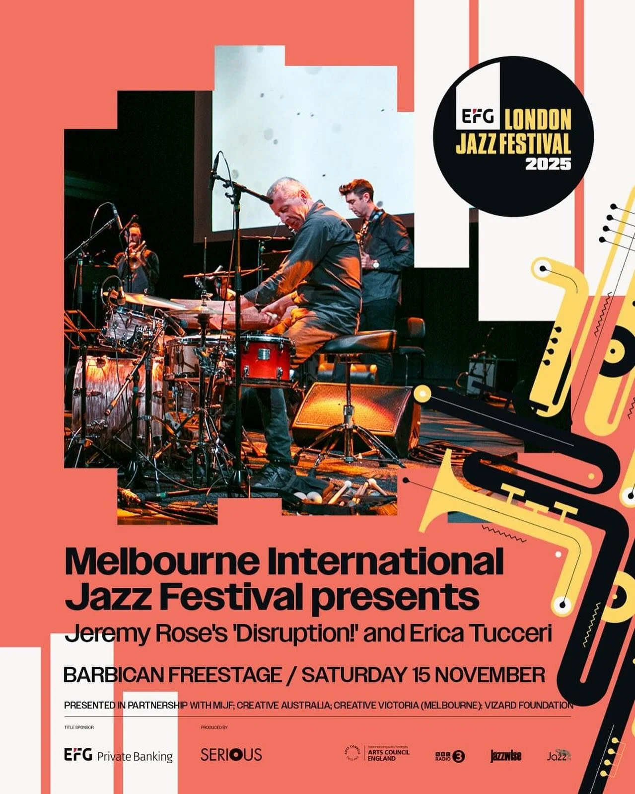 Disruption! - The Voice of Drums live at the EFG London Jazz Festival this Saturday! 

In a partnership with the Melbourne International Jazz Festival, EFG London Jazz Festival are celebrating the unique and diverse sounds of Australian jazz. 

Led b