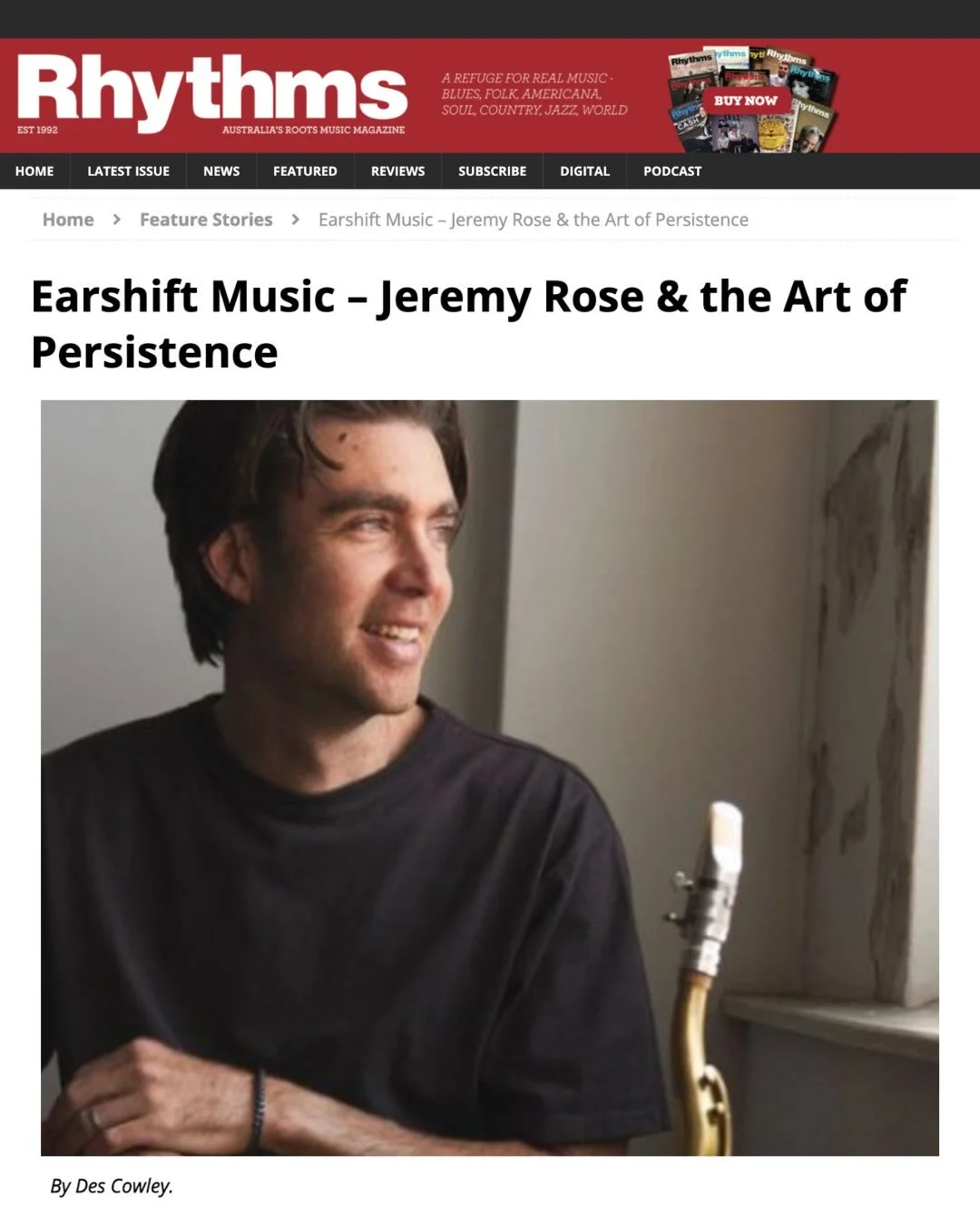 Check this recent feature of Jeremy Rose in Rhythms Magazine! Head to our link in bio to read full artice!

#ausjazz #rhythmsmagazine #newmusic #tenorsaxophone