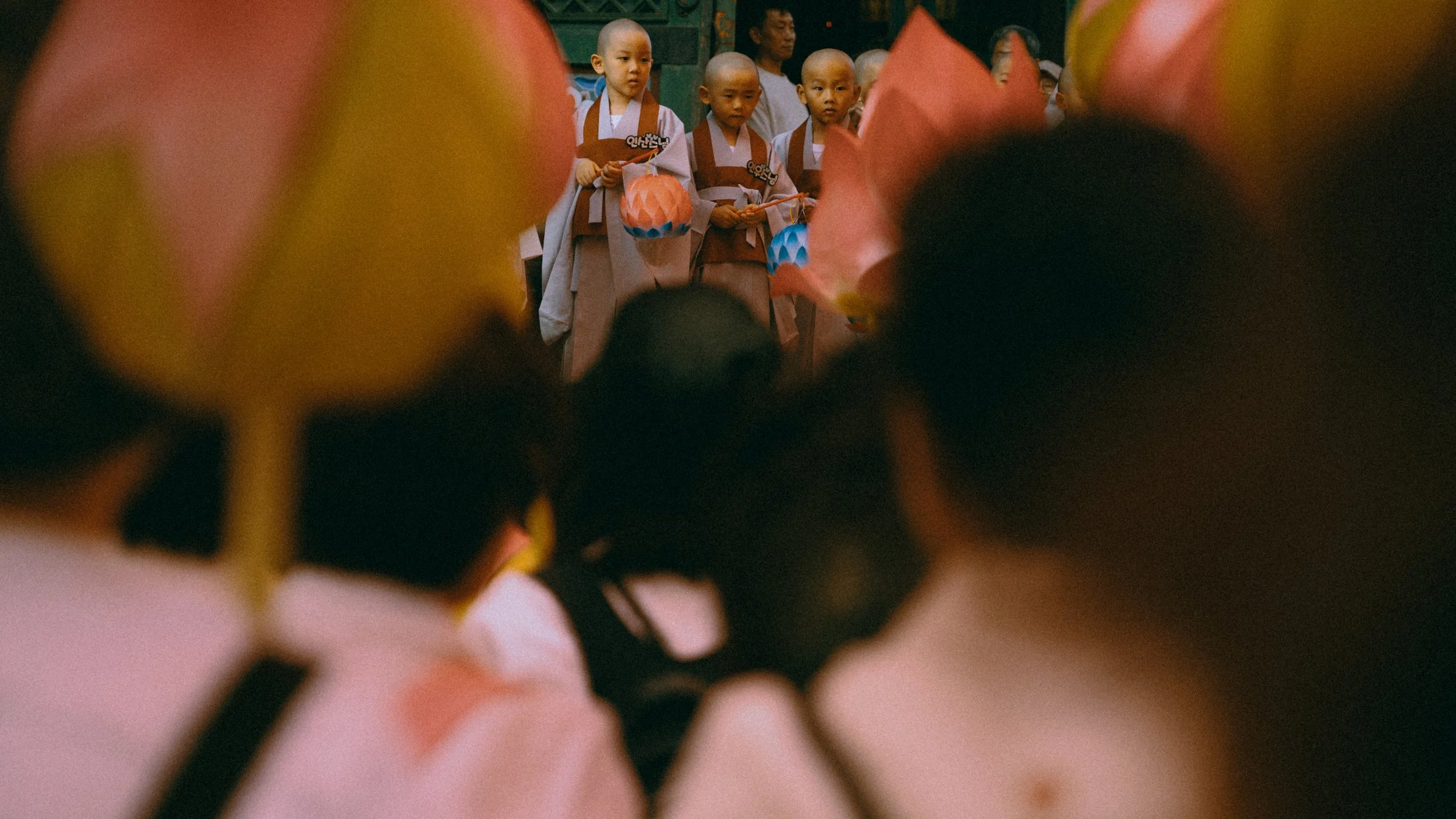 Young children at a temple event in Seoul, South Korea