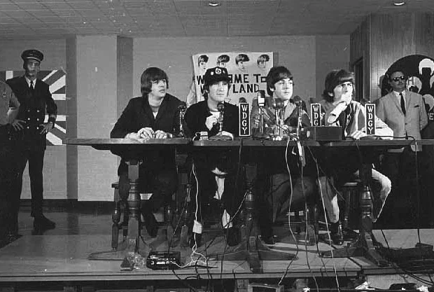 The Beatles' press conference at the Metropolitan Stadium in Minnesota in 1965.