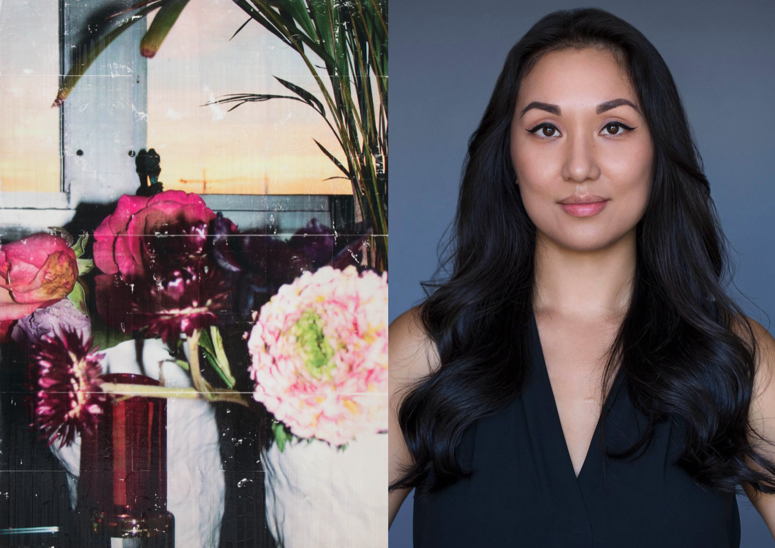 Melanie Lum is a curator based in LA, working in USA and China. To the left, artwork by Parker Ito.
