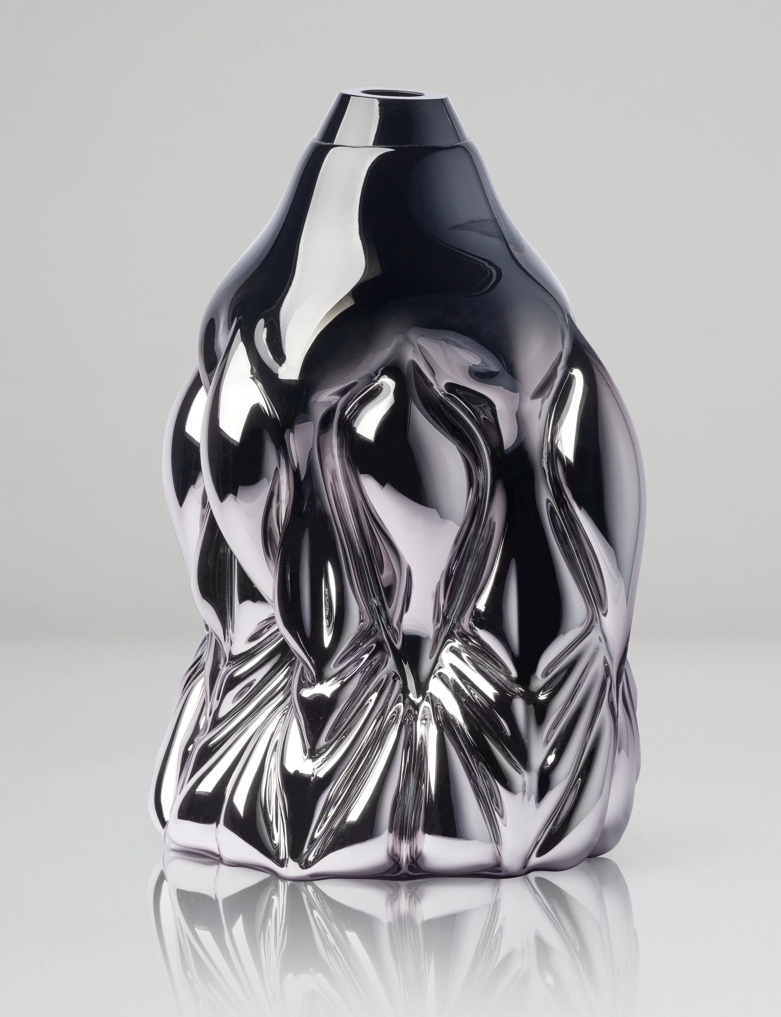 Goldfish Print, black metallic. 2018 Boda Glasbruk. Shape-blown glass, mirror foiled. 48 cm x 32 cm. Edition 1 + 2 AP