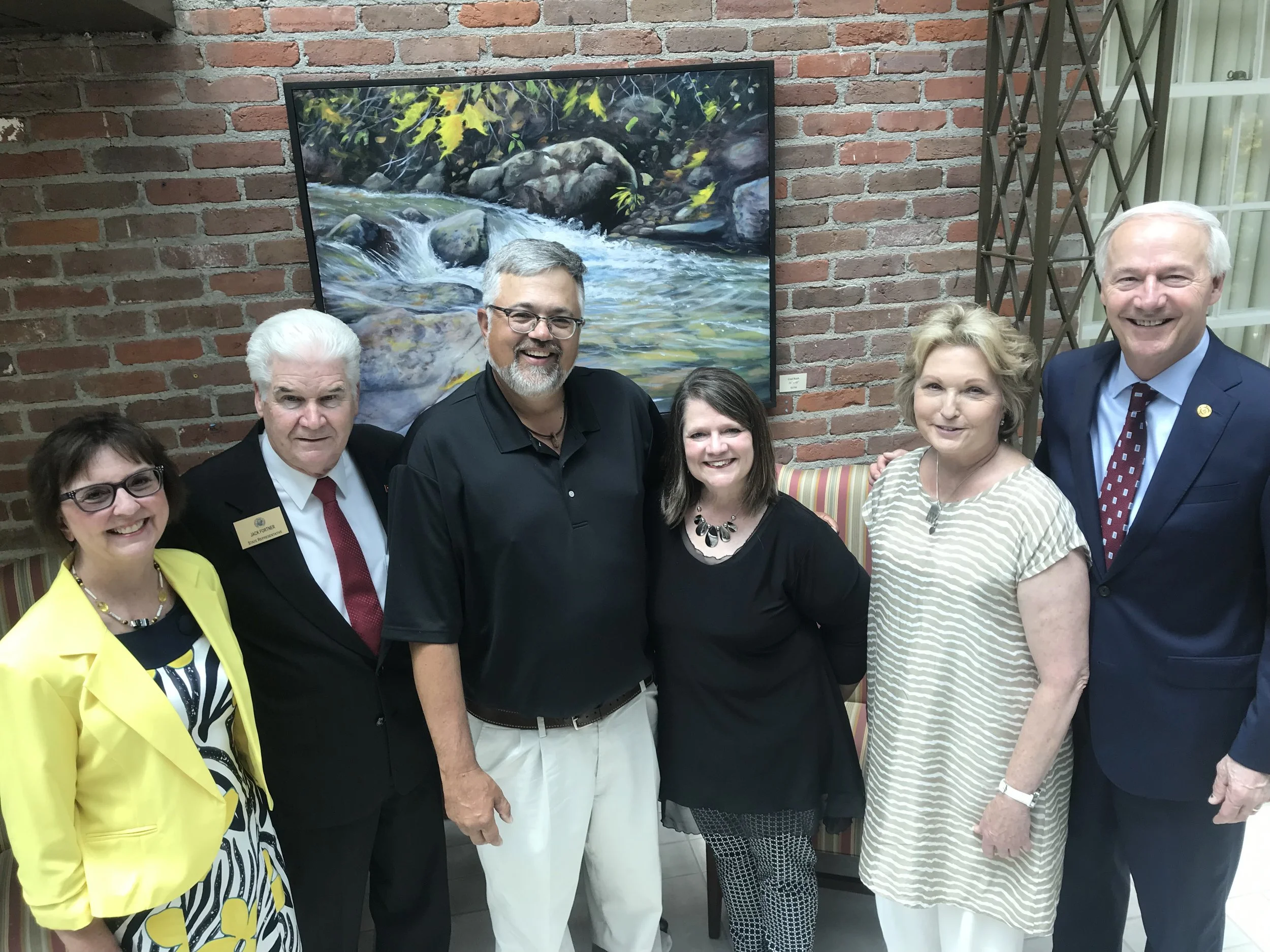 duane and governor asa hutchingson artwork display at governor's mansion