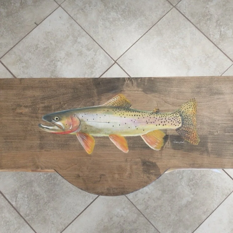 custom painted trout tabletop by duane hada