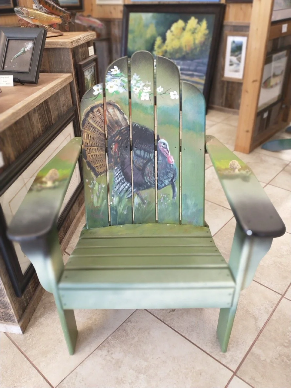 custom painted ozark landscape Adirondack chair by duane hada