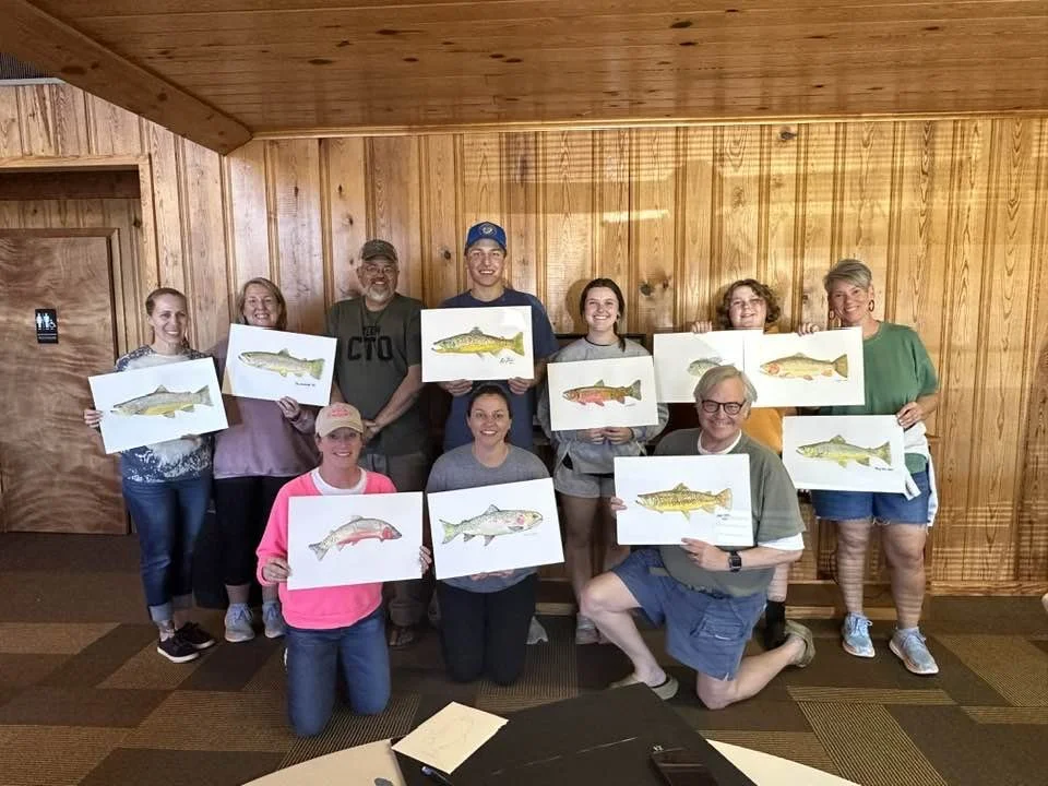 watercolor trout portrait class