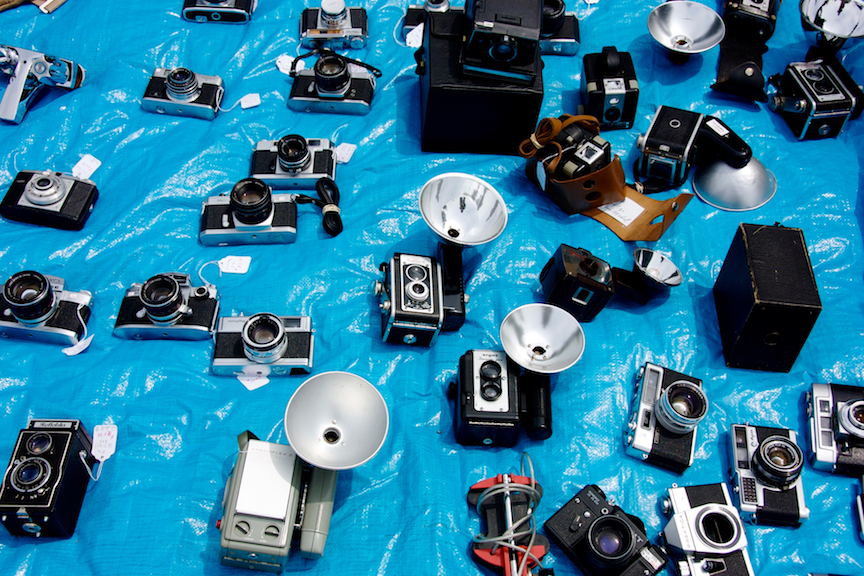 Cameras on tarp at Flea Market - 1 copy 2.jpg