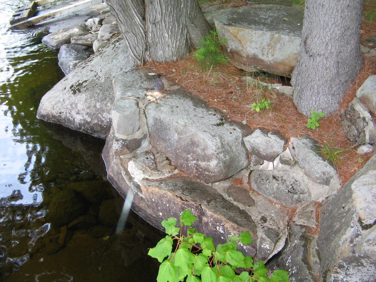 Part of Harry’s shore area at Lake Patrick. All stones were dredged up from the lake by Harry using chains and pulleys.