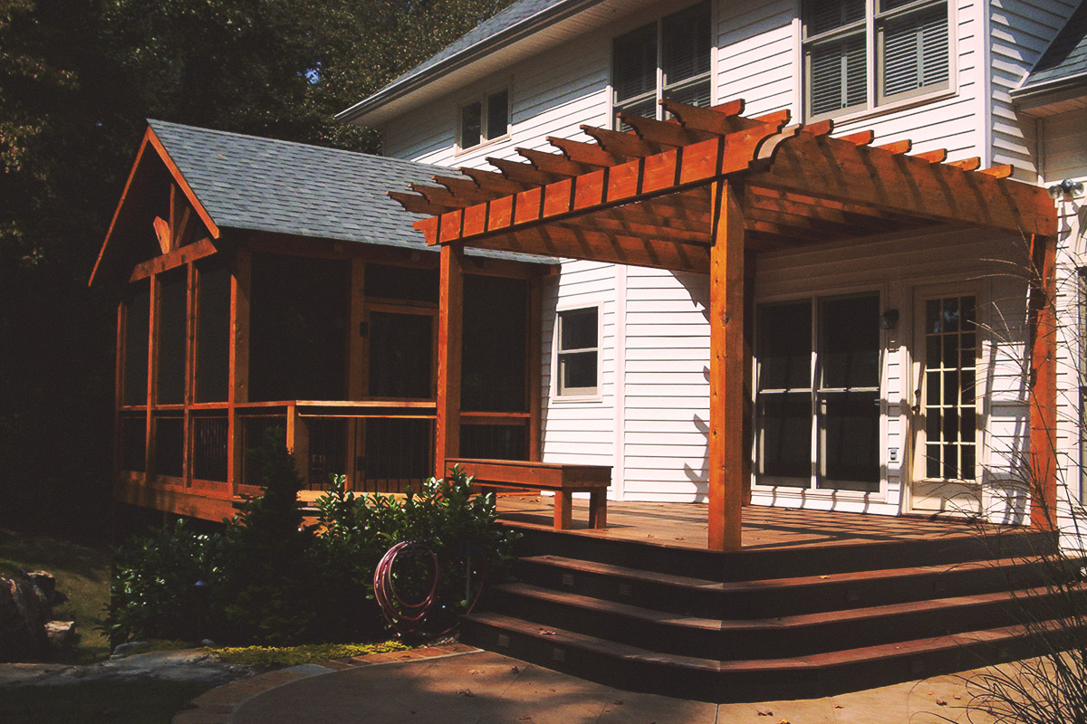 attached pergola + screened porch