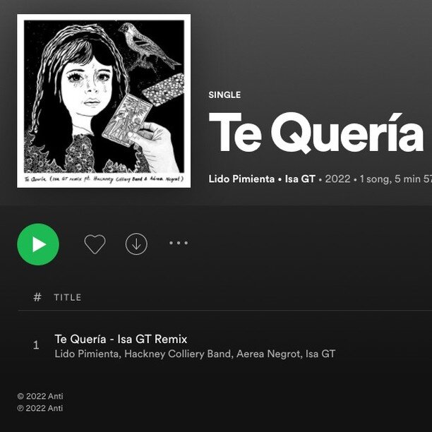 We're featured on @isagtofficial ace remix of Colombian megastar @lidopimienta track Te Quer&igrave;a and really happy with how it's turned out. 
Check it out!

#newmusic #colombia #tequeria #remix