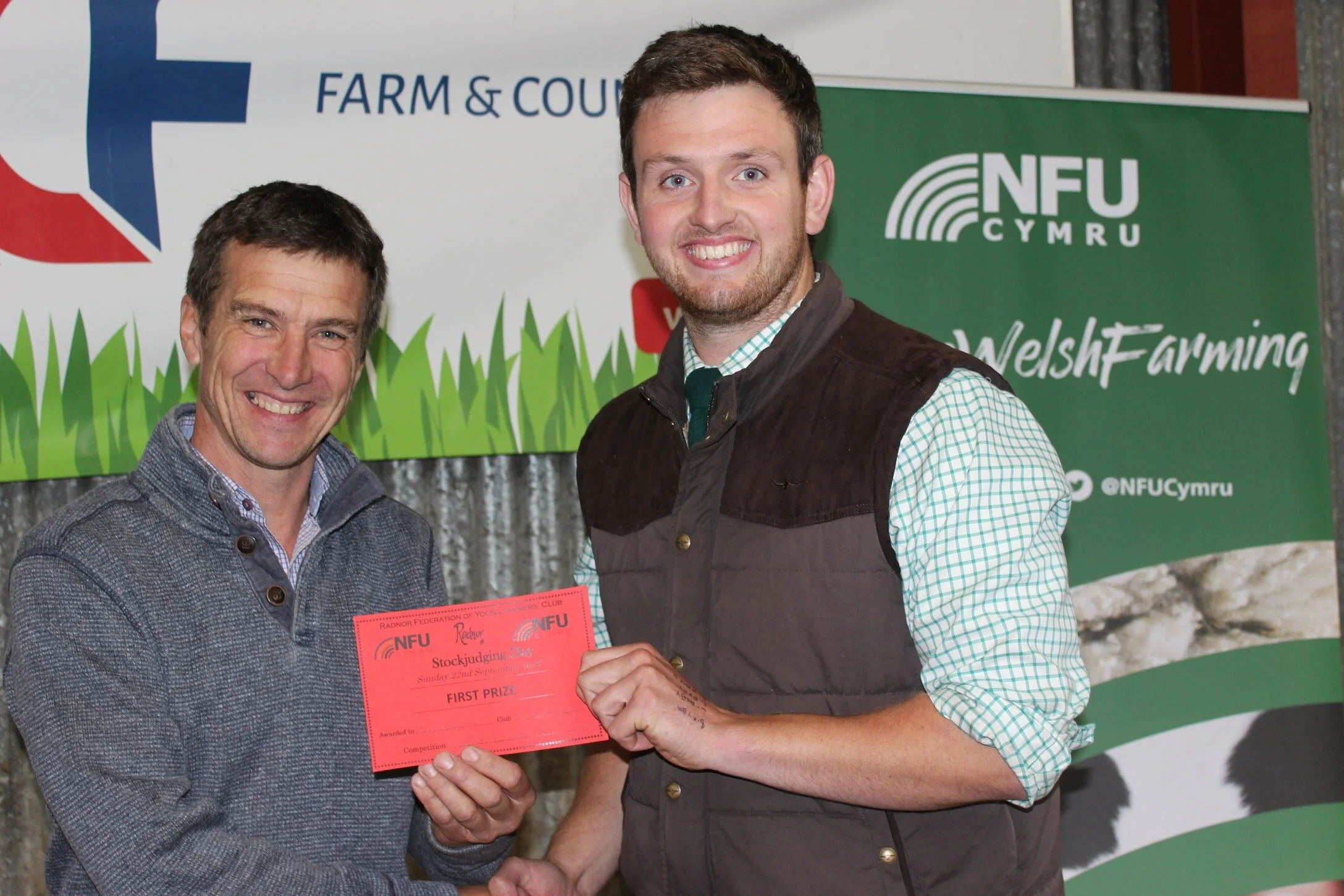 James Nixon, Rhayader YFC - 1st place in the Senior Lamb with Mark Watson.